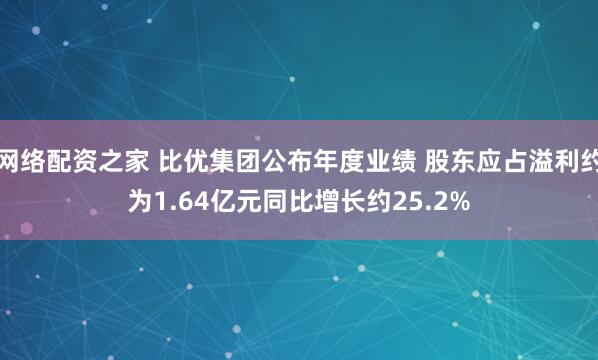网络配资之家 比优集团公布年度业绩 股东应占溢利约为1.64亿元同比增长约25.2%